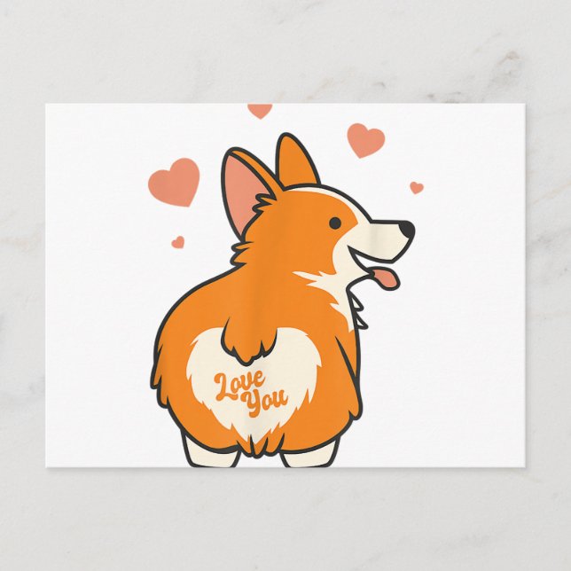 Corgi Valentines day Gift Hund älskare Heart Vykort (Framsida)