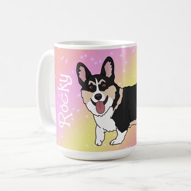 Corgi Valentines day Rosa Galaxy Kaffemugg (Framsida vänster)
