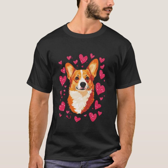 Corgi Valentines Day T Shirt (Framsida)