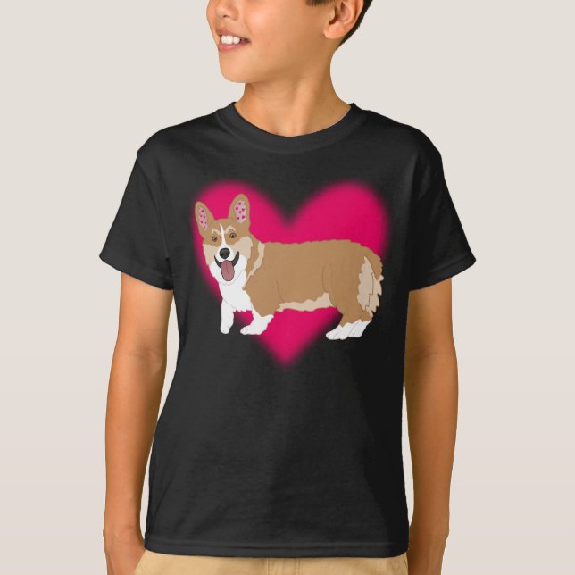 Corgi Valentines day T Shirt (Framsida)