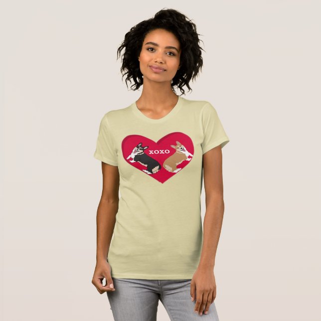 Corgi Valentines day T Shirt (Hel framsida)