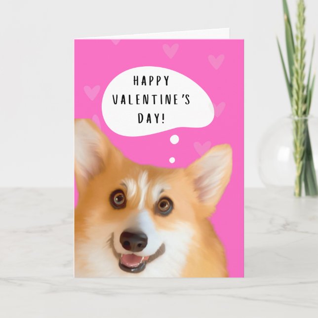 Corgi Valentines Rosa på dagkortet Kort (Framsida)