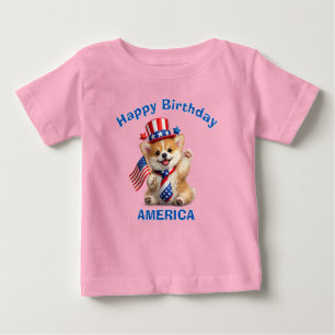 Corgi-valp (2q) Patriotisk barn t-shirt