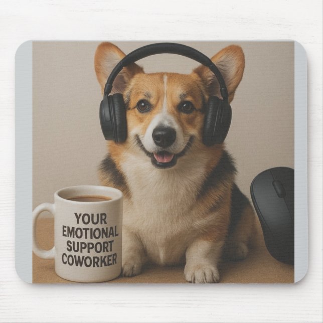 Corgi-valp Emotionellt Stöd Musmatta (Framsidan)