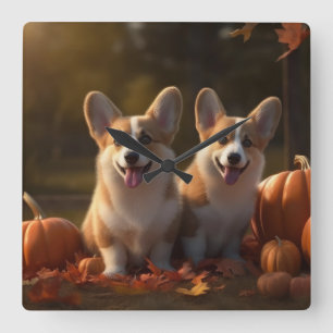 Corgi Valp Höstglädje Pumpa Fyrkantig Klocka