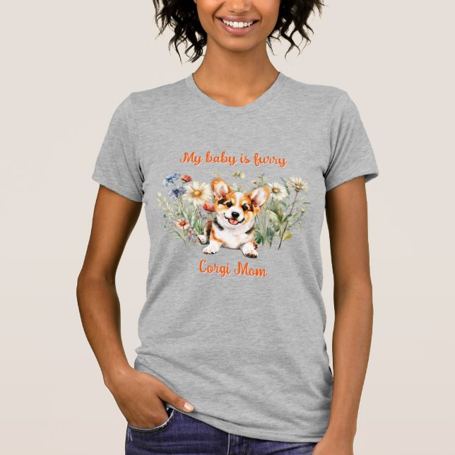 Corgi-valp i vildblommor Anpassad text  T Shirt (Framsida)