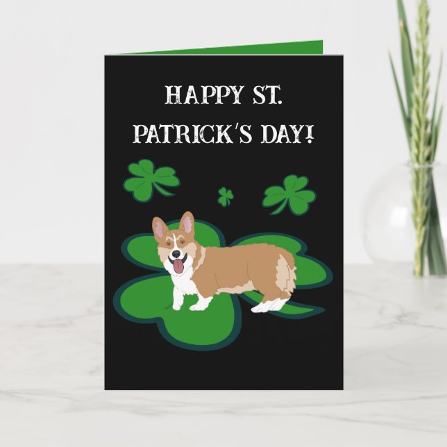 Corgi-valp på St. Patrick's Day Helgkort (Framsida)