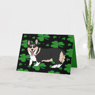 Corgi-valp på St. Patrick's Day Helgkort