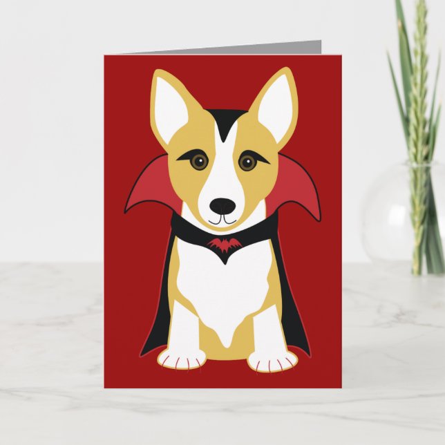 Corgi Vampire Anpassade Halloween Card Kort (Framsida)