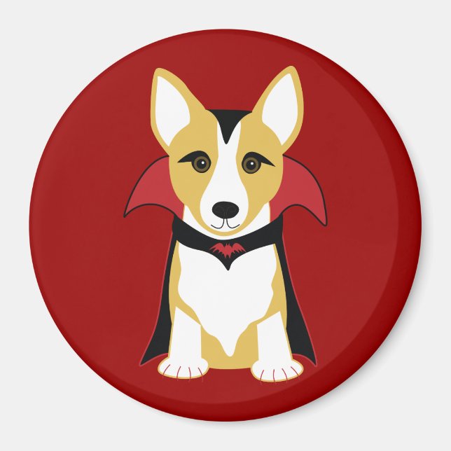Corgi Vampire Halloween Magnet (Framsidan)