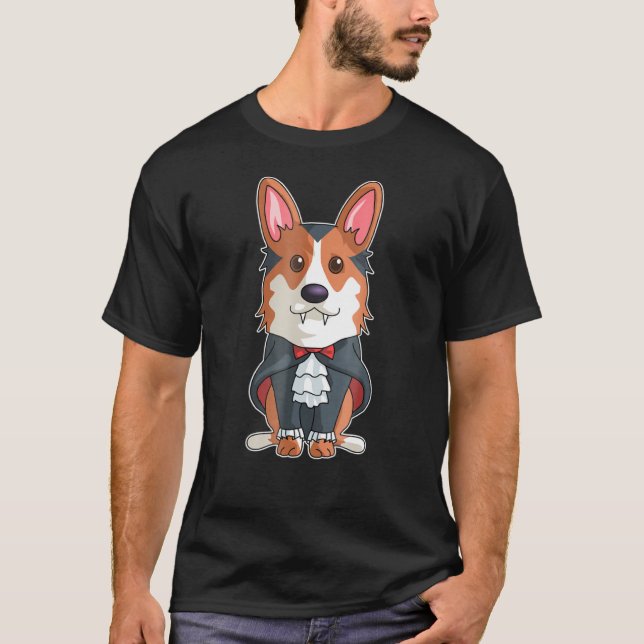 Corgi Vampire Vampire Halloween Gif T Shirt (Framsida)