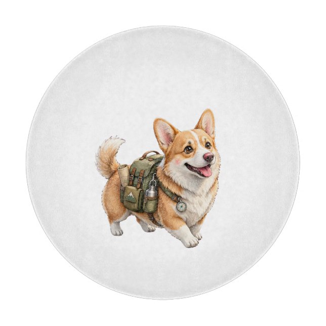 Corgi Vandringsäventyr Akvarell Skärbräda (Framsidan)
