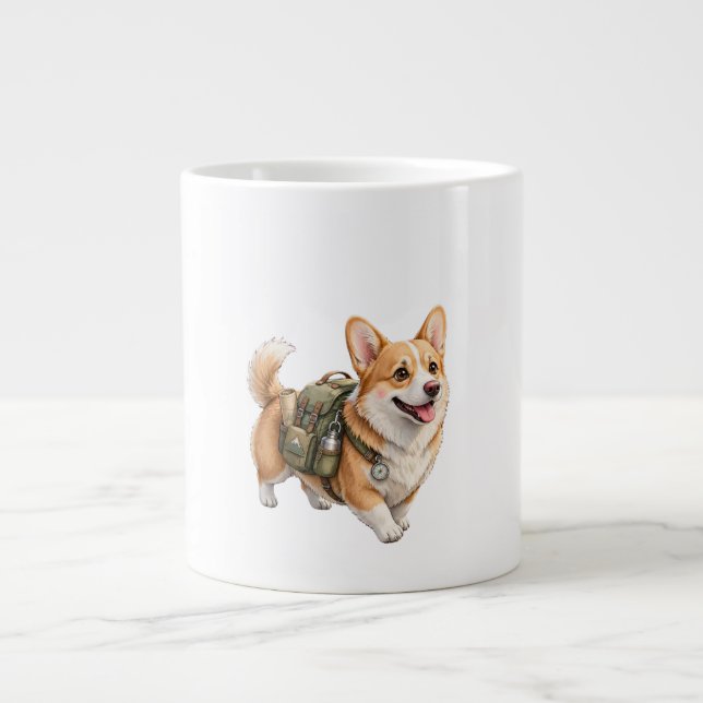 Corgi Vandringsäventyr Akvarellmugg Jumbo Mugg (Framsidan)