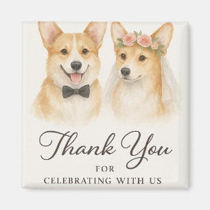 Corgi Vattenfärg Bröllop Tack Magnet