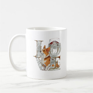 Corgi Vin-glaset Made KÄRLEK Ord Kaffemugg