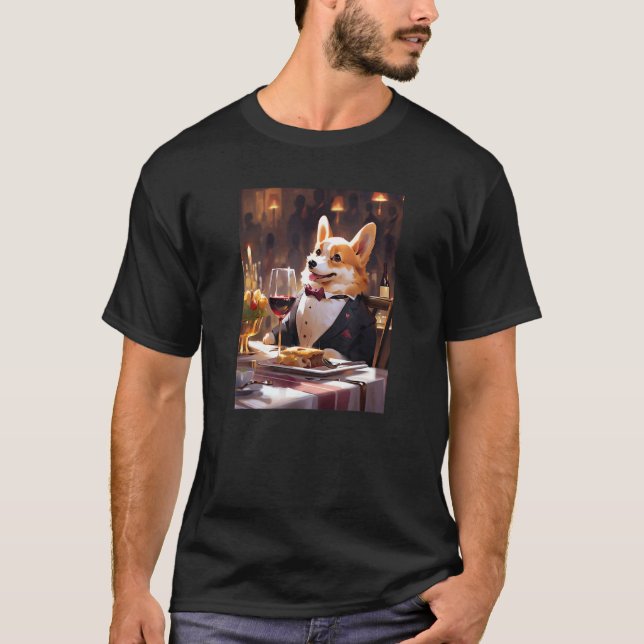 Corgi Vin Roligt Hunddryck T Shirt (Framsida)