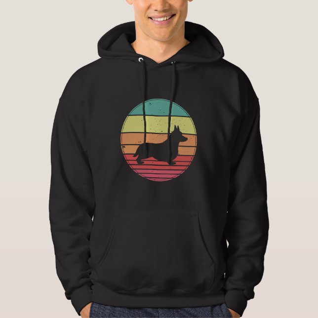 Corgi Vintage Retro Sunset Hoodie (Framsida)