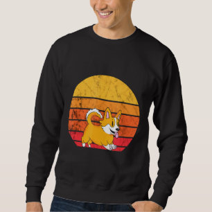 Corgi Vintage Retro Sunset Pembroke Welsh Corg Lång Ärmad Tröja
