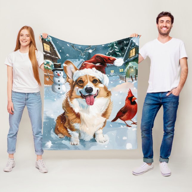 Corgi Vinterundret Julglädje Fleecefilt (På plats)