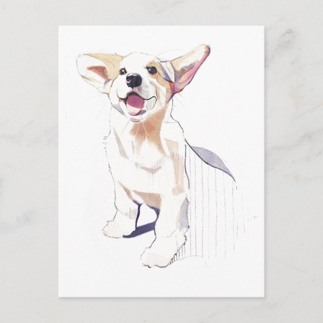 Corgi vykort – Pembroke Welsh Corgi (Framsida)