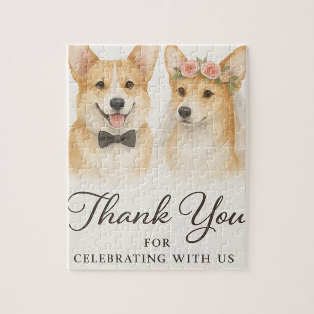 Corgi Watercolor Bröllopspresent  Pussel (Vertikal)