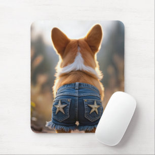 Corgi Wearing Denim Kort Musmatta