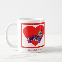 Corgi Welsh Hund Red Valentine Day Heart Kaffemugg