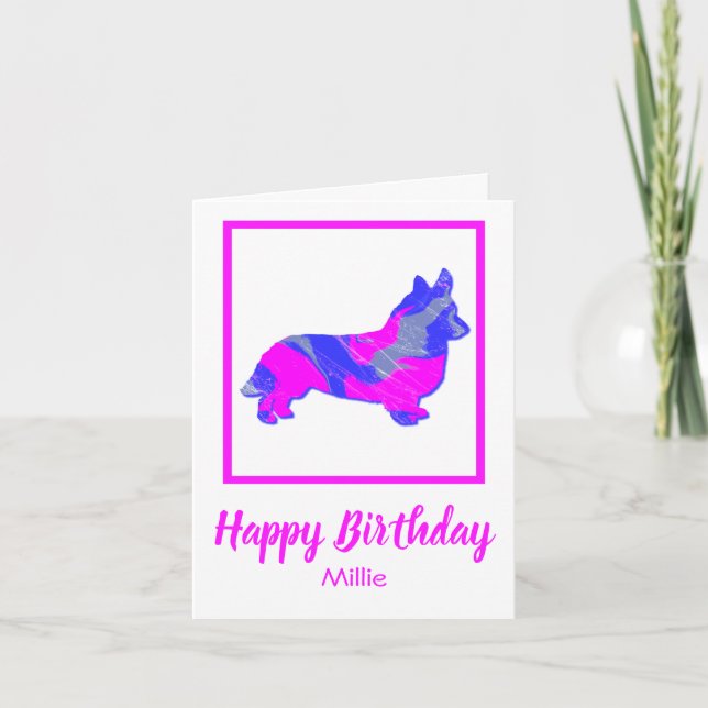 Corgi - Welsh Hund Silhouette Funny Birthday Card Kort (Framsida)