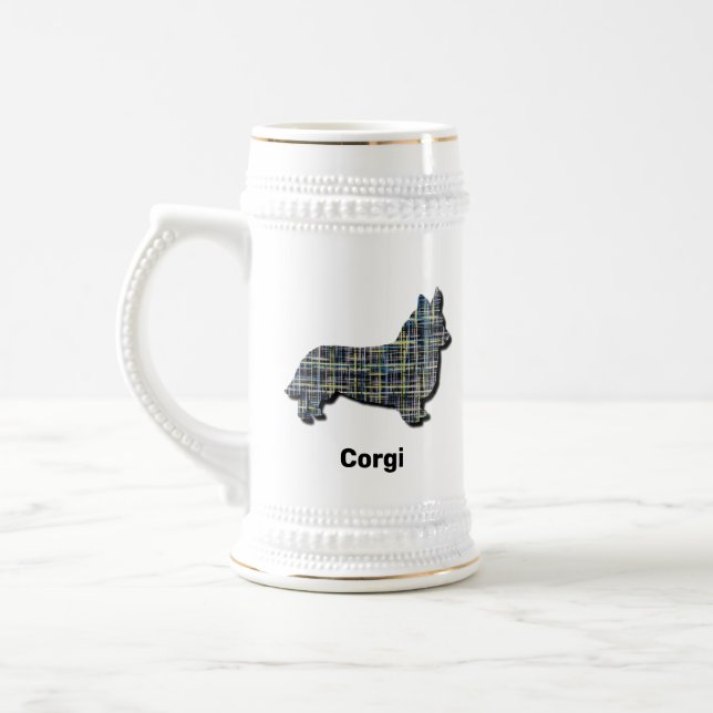 Corgi Welsh Hund Silhouette Gult & Black Grid Sejdel (Vänster)