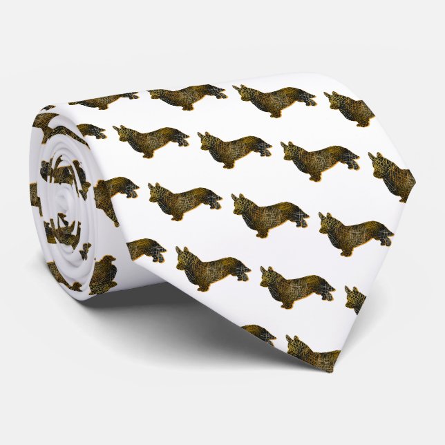 Corgi Welsh Hund Silhouette Halloween White Nacke Slips (Rullad)