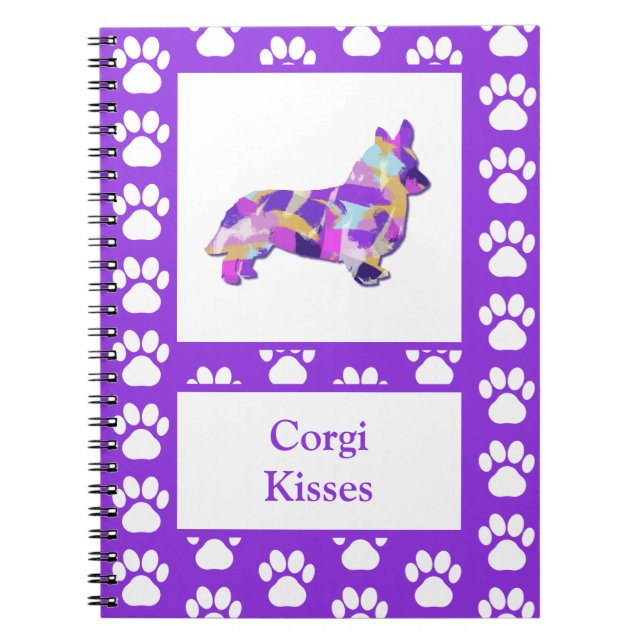 Corgi Welsh Kisses Hund Silhouette PurplePY&B Anteckningsbok (Framsidan)