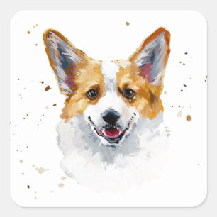 Corgi Welsh Pembroke Cute Corgi Hund Fyrkantigt Klistermärke
