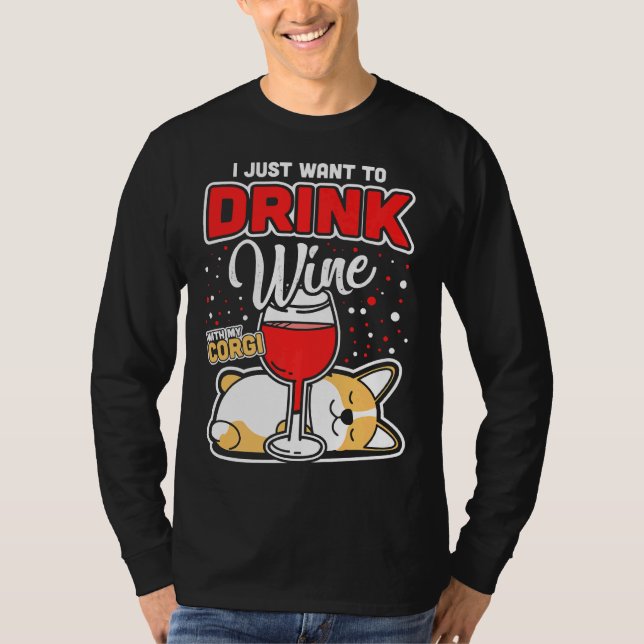 Corgi Wine T Shirt (Framsida)