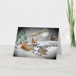 Corgi Winter Wonderland Greeting Cards Helgkort