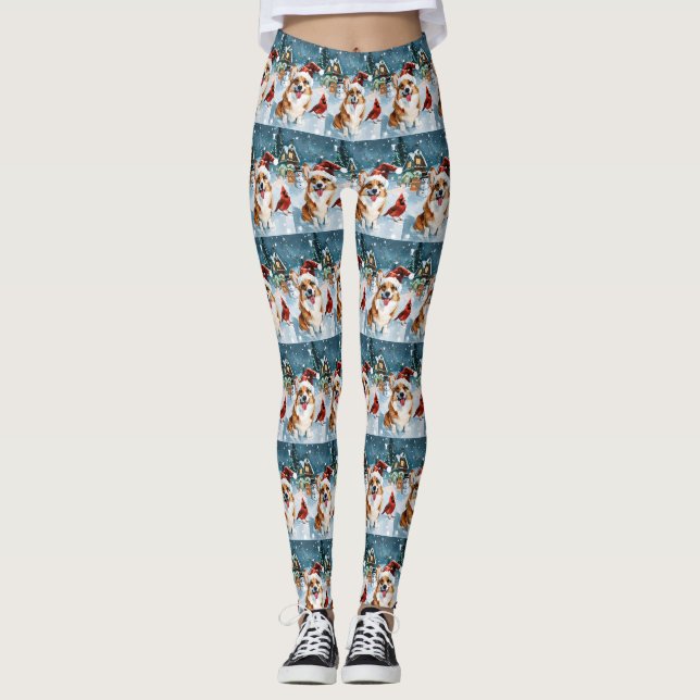 Corgi Winter Wonderland jul Joy Leggings (Framsida)