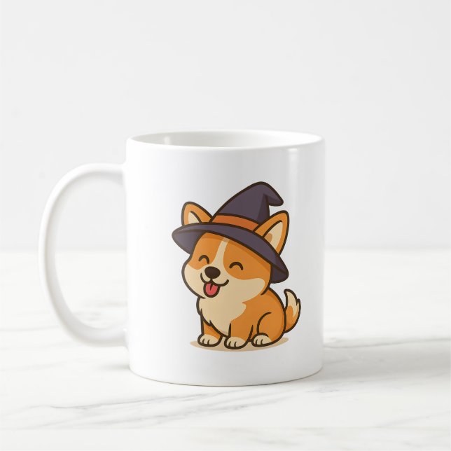 Corgi Witch Drinkware - Cute Magic Hund Kopp (Vänster)