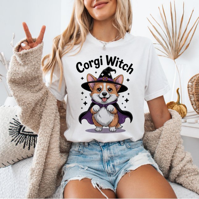 Corgi Witch Hund Spooky Cute Halloween Animal T Shirt (Skapare uppladdad)