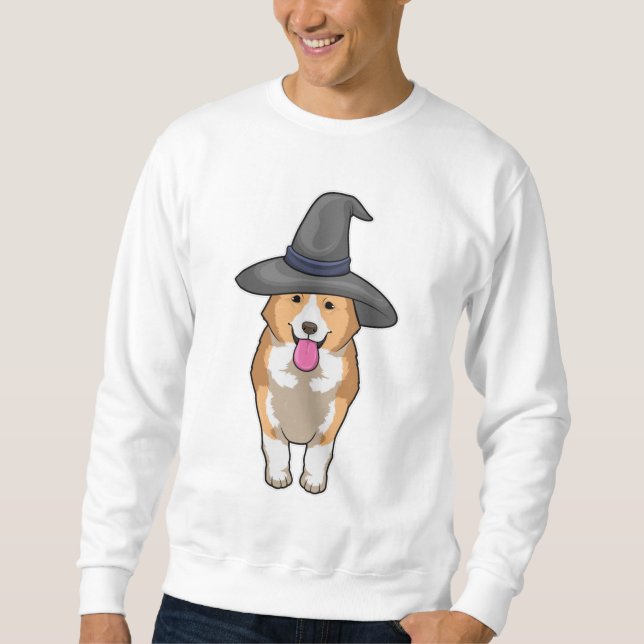 Corgi Witch Lång Ärmad Tröja (Framsida)