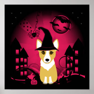 Corgi Witch Poster