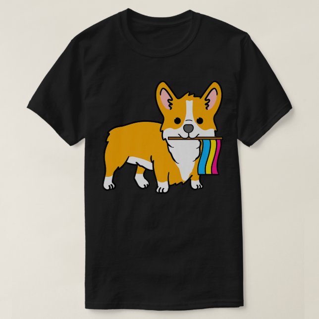 Corgi With Panseual Pride Flag-661 T Shirt (Design framsida)