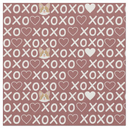 Corgi Xoxo kärlek, sött hjärta. Brunt hund i Cute  Tyg