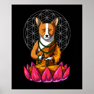 Corgi Yoga Hund Meditation Buddha Pet Poster