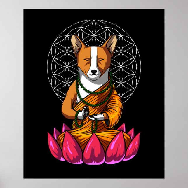 Corgi Yoga Hund Meditation Buddha Pet Poster (Framsidan)