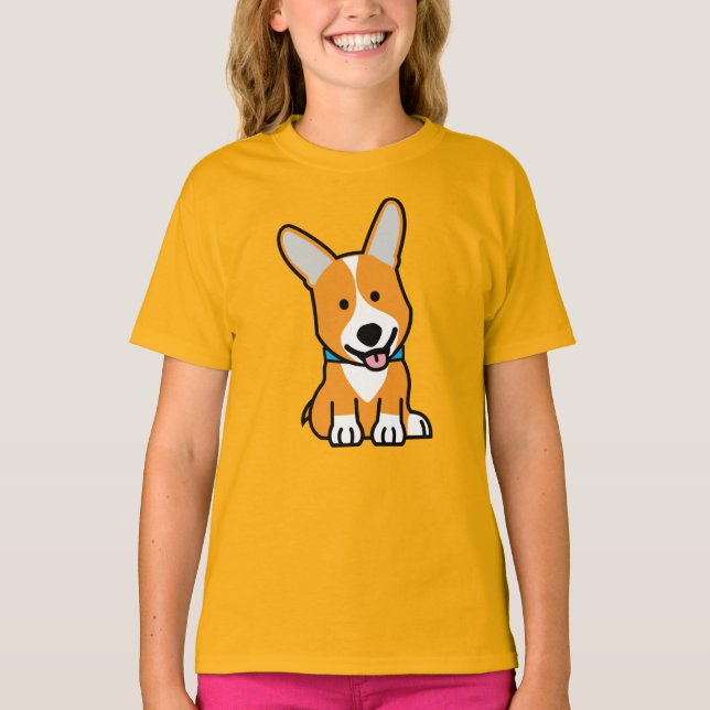 CorgiCorgis förföljer den walesiska lyckliga T-shirt (Framsida)