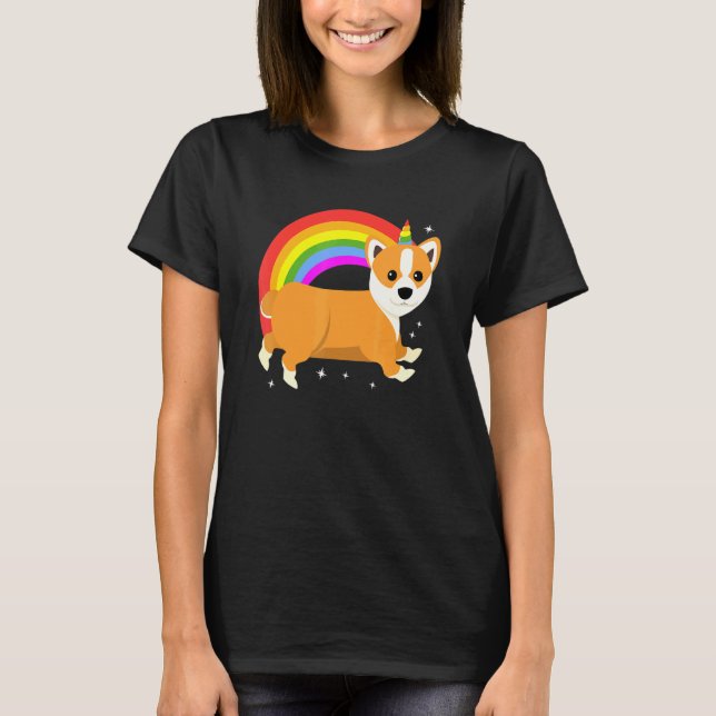 Corgicorn Corgi Enhörning T Shirt (Framsida)