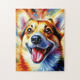 Corgidor Hund Porträtt Acrylic Art Print Hund älsk Pussel