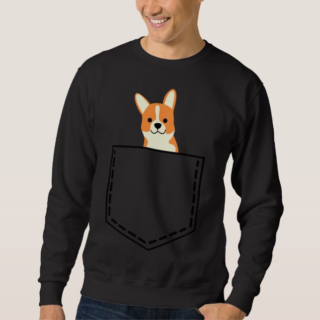 Corgie Pocket Lång Ärmad Tröja (Framsida)