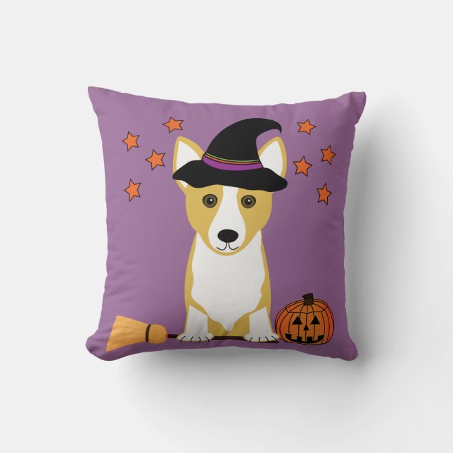 CorgihäxaHalloween dekorativ kudde (Framsida)