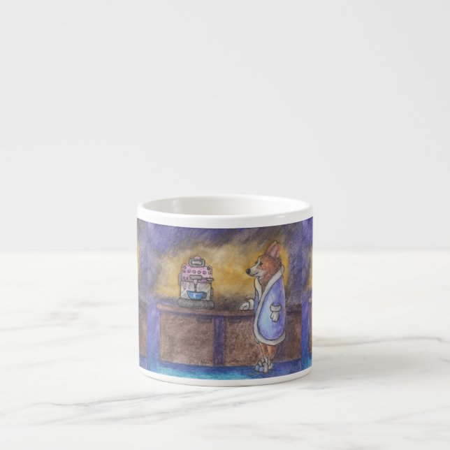 Corgihund, danande morgonkaffet espressomugg (Framsidan)