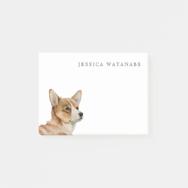 Corgihundkonst | tillfogar ditt namn post-it block (Framsida)